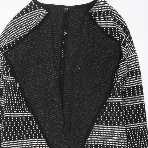 NEXT Womens Black V-Neck Geometric Polyester Cardigan Jumper Size 10