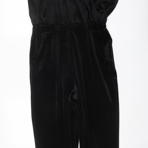 Laura Ashley Womens Black Polyester Jumpsuit One-Piece Size 12 Pullover