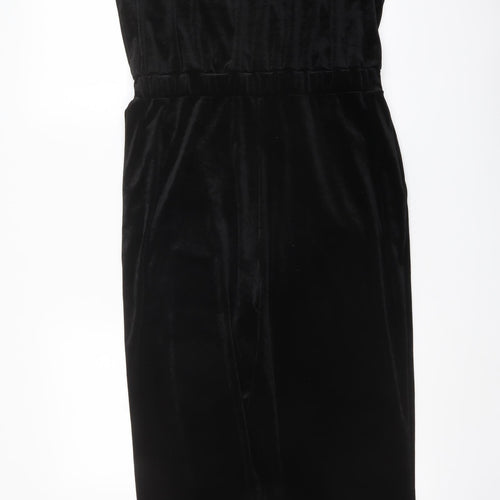 Laura Ashley Womens Black Polyester Jumpsuit One-Piece Size 12 Pullover