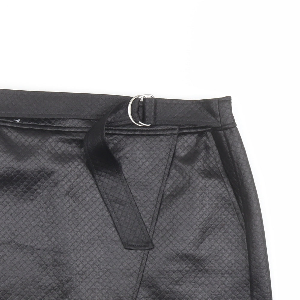 ASOS Womens Black Argyle/Diamond Polyester A-Line Skirt Size 10 Button