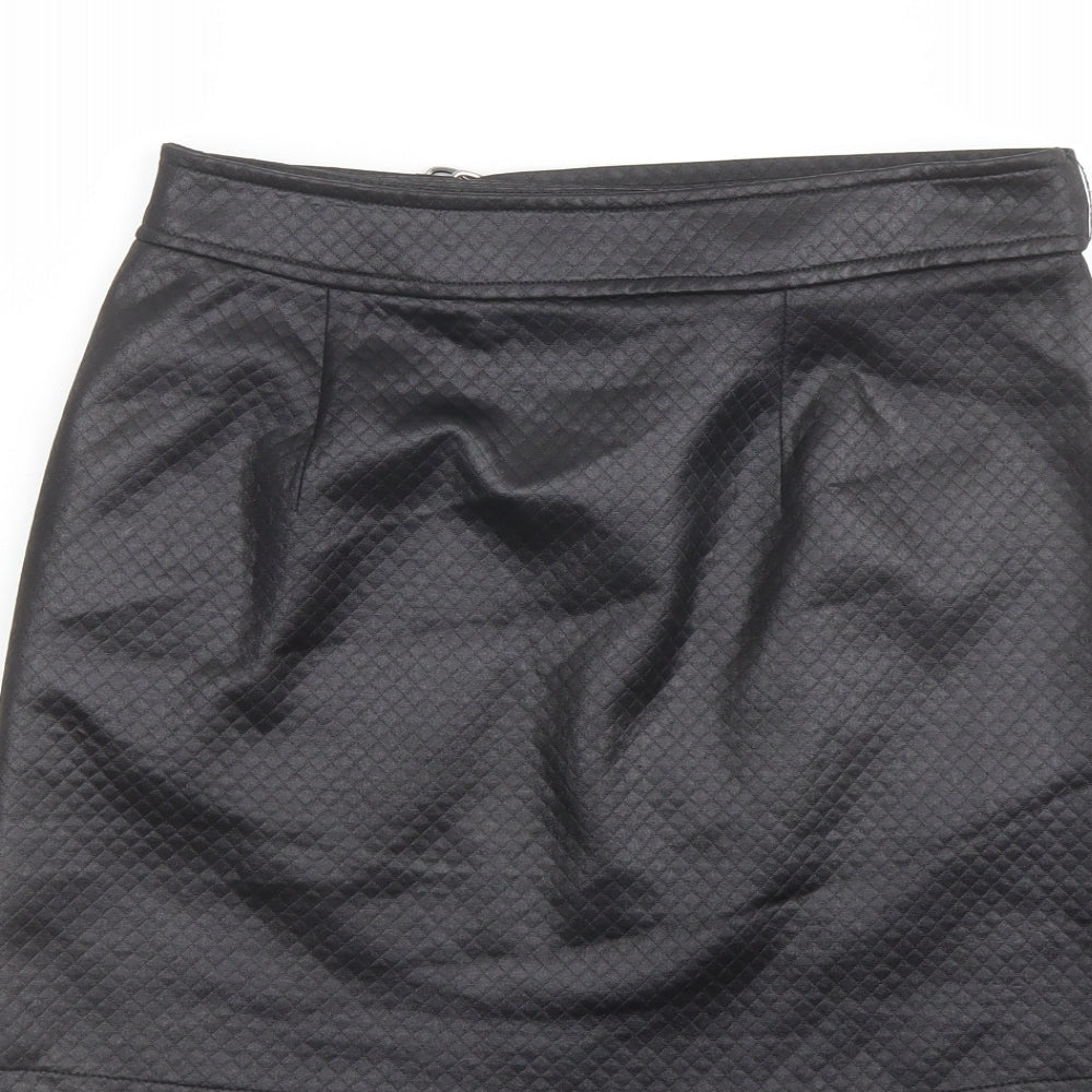 ASOS Womens Black Argyle/Diamond Polyester A-Line Skirt Size 10 Button