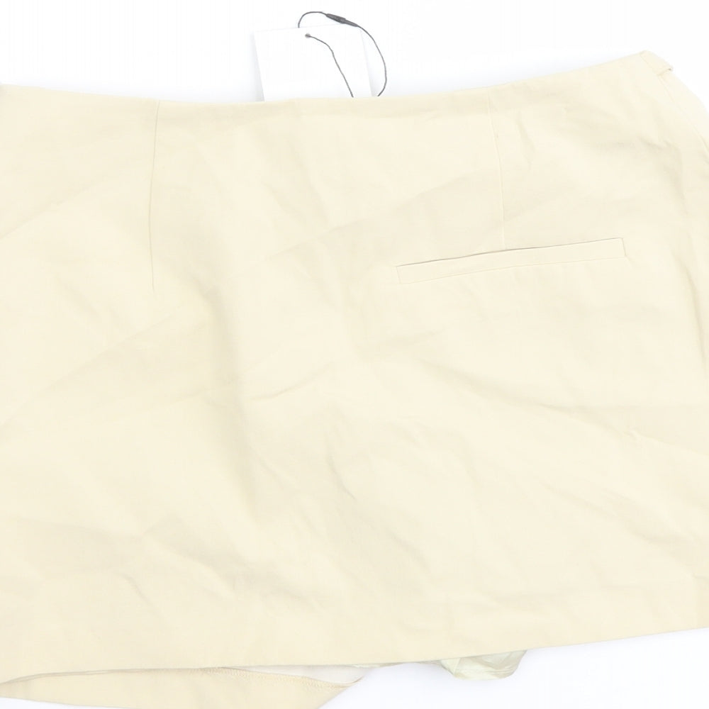 Zara Womens Beige Cotton Wrap Shorts Size S L3 in Regular Zip - Skort