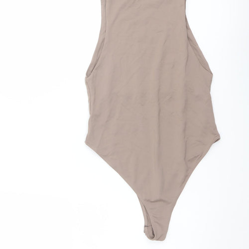 Zara Womens Beige Polyamide Bodysuit One-Piece Size M Snap