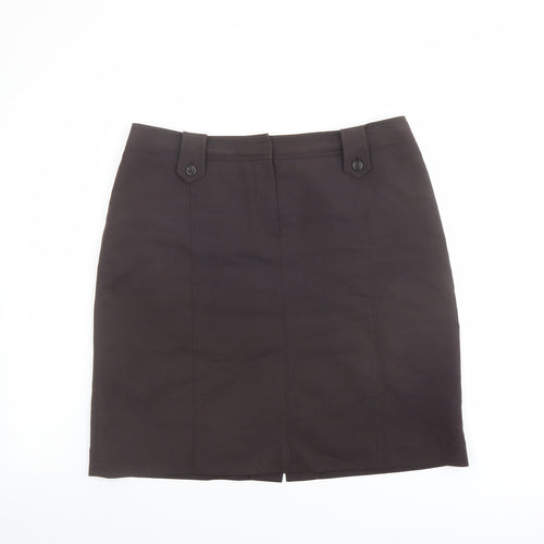 Per Una Womens Brown Polyester A-Line Skirt Size 14 Zip