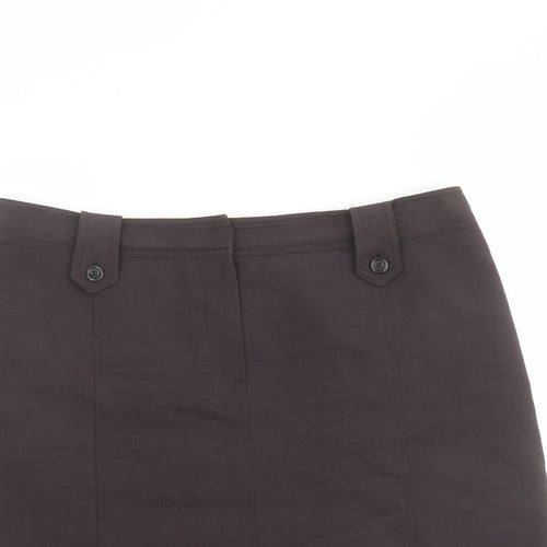 Per Una Womens Brown Polyester A-Line Skirt Size 14 Zip
