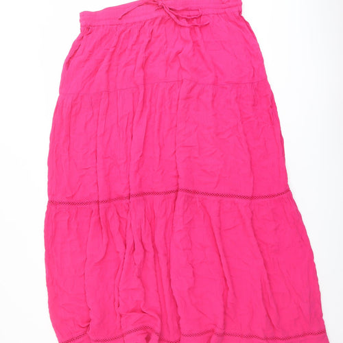 Marks and Spencer Womens Pink Viscose Peasant Skirt Size 16 Drawstring