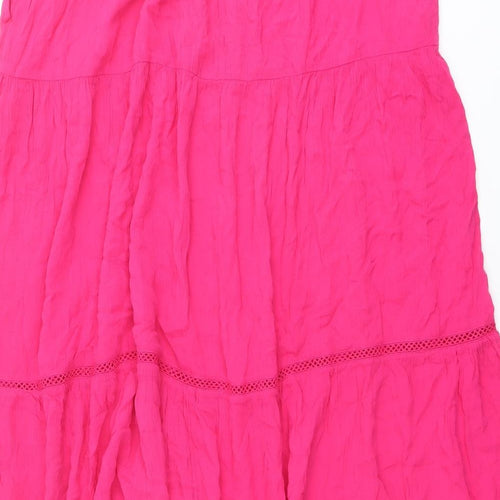 Marks and Spencer Womens Pink Viscose Peasant Skirt Size 16 Drawstring