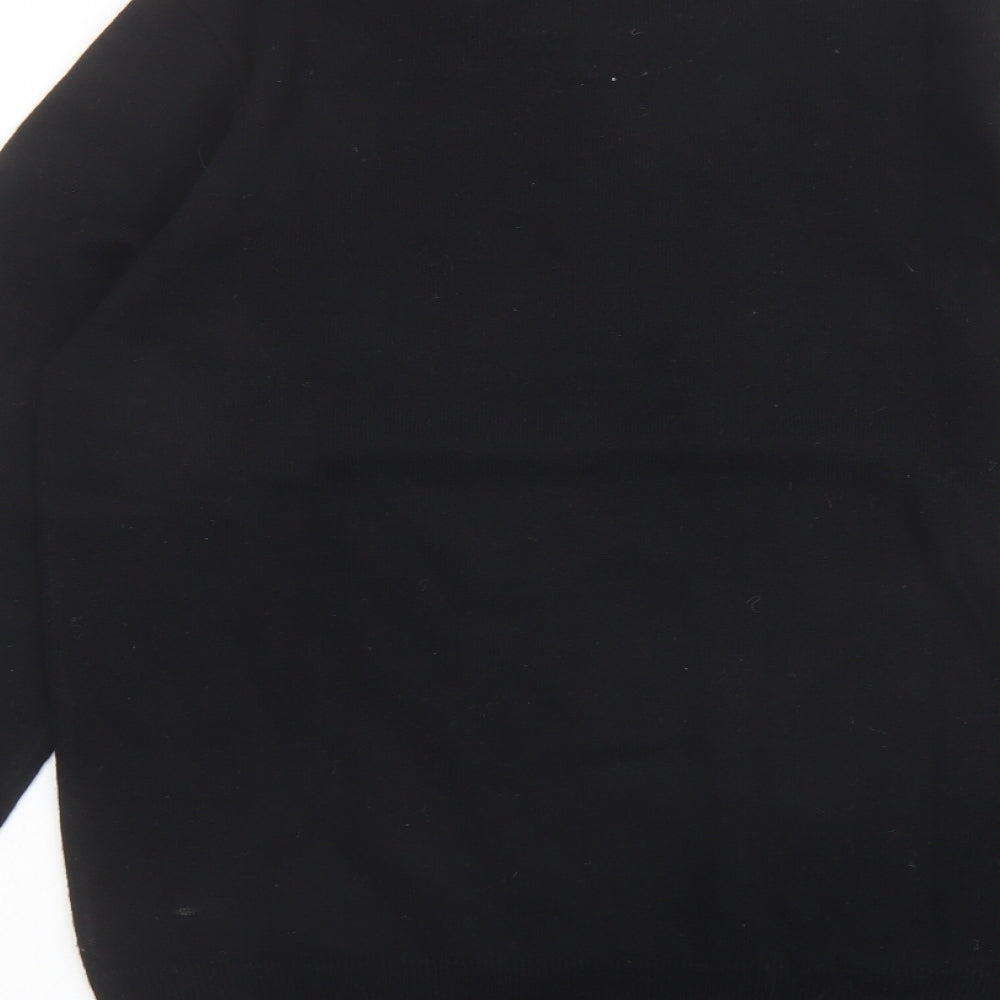 Brave Soul Mens Black Round Neck Acrylic Pullover Jumper Size M Long Sleeve