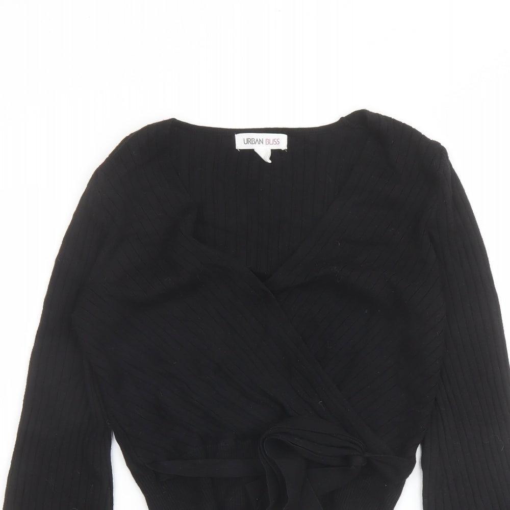 Urban Bliss Womens Black V-Neck Viscose Pullover Jumper Size 12