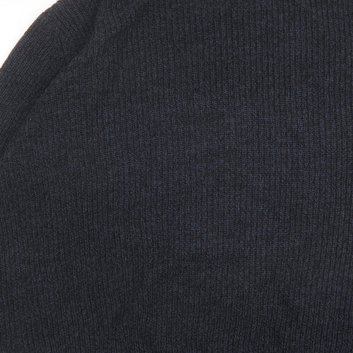 M&Co Mens Blue Round Neck Acrylic Full Zip Jumper Size 2XL Long Sleeve