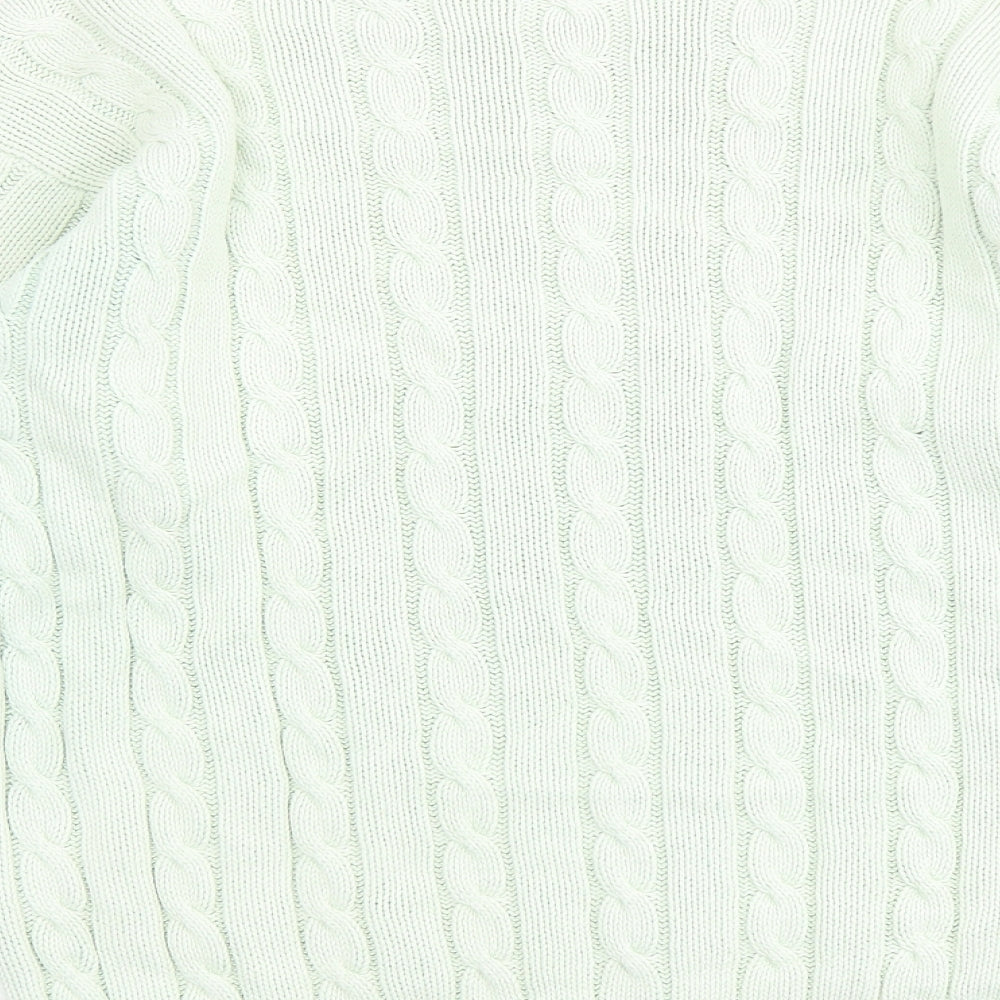 Tulchan Womens Green Round Neck Cotton Pullover Jumper Size M