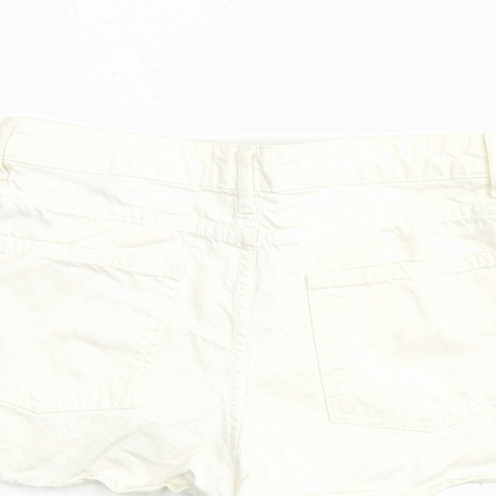 Zara Womens Ivory Cotton Hot Pants Shorts Size 8 L3 in Regular Button
