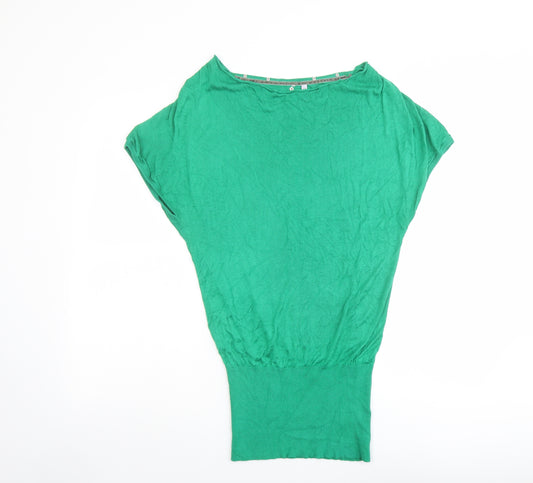 Debenhams Womens Green Round Neck Viscose Pullover Jumper Size 12