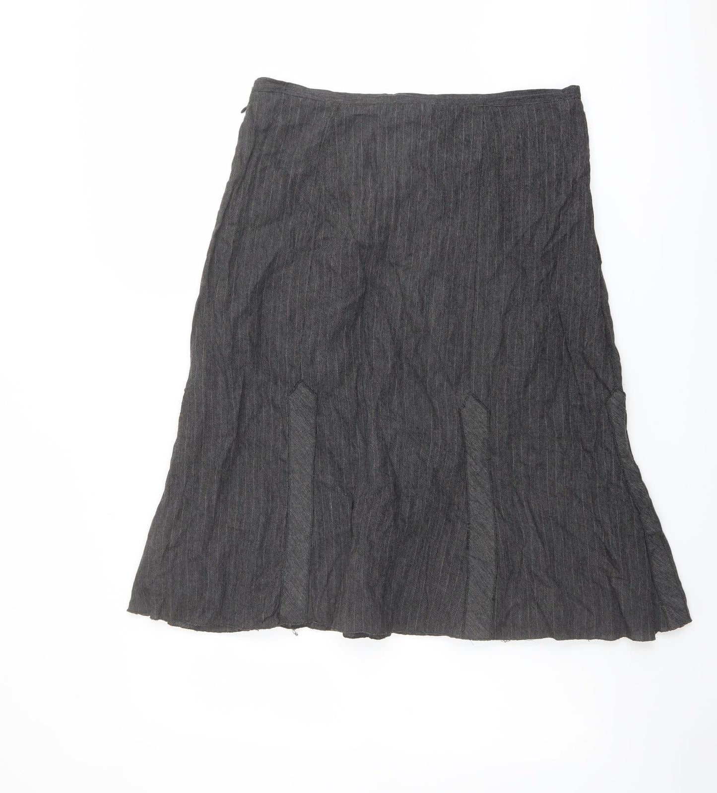 JÓRLI Womens Grey Viscose Swing Skirt Size 14 Zip