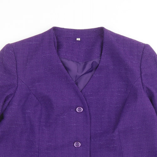 EWM Womens Purple Jacket Blazer Size 14 Button