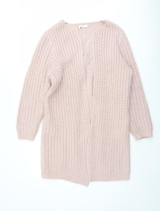 Cotton Traders Womens Pink V-Neck Acrylic Cardigan Jumper Size 14