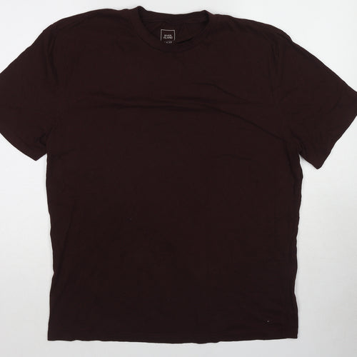 River Island Mens Red Cotton T-Shirt Size XL Round Neck
