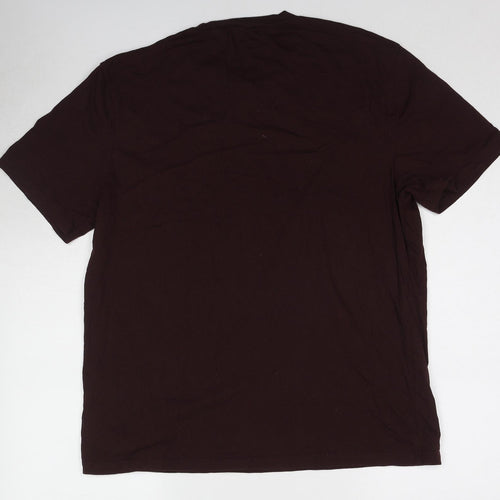 River Island Mens Red Cotton T-Shirt Size XL Round Neck