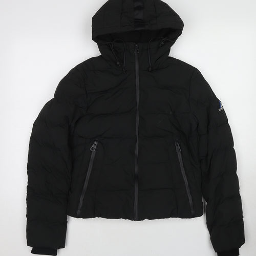 Superdry Womens Black Puffer Jacket Jacket Size 8 Zip