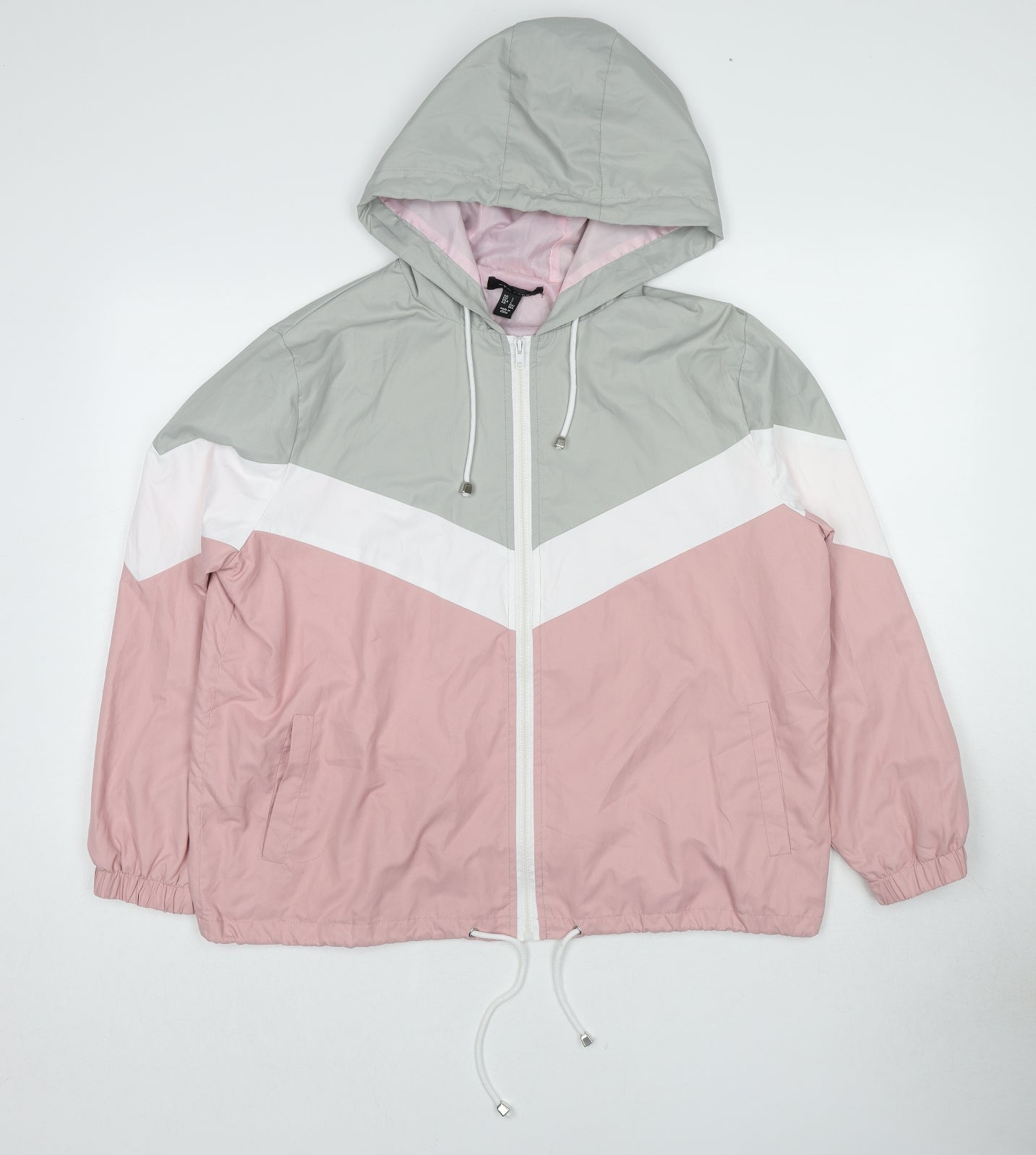 New Look Womens Pink Geometric Jacket Size L Zip
