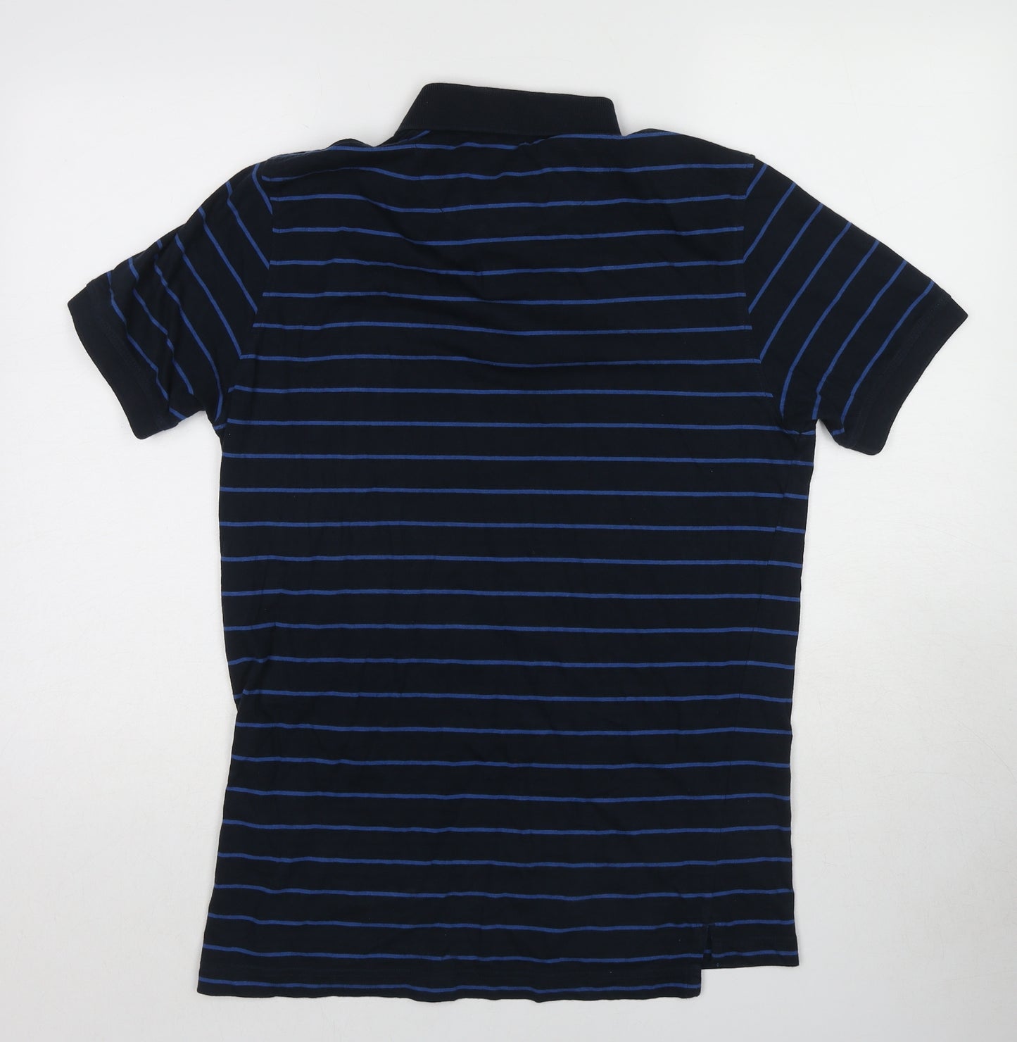 Indian Terrain Mens Blue Striped Cotton Polo Size M Collared Pullover