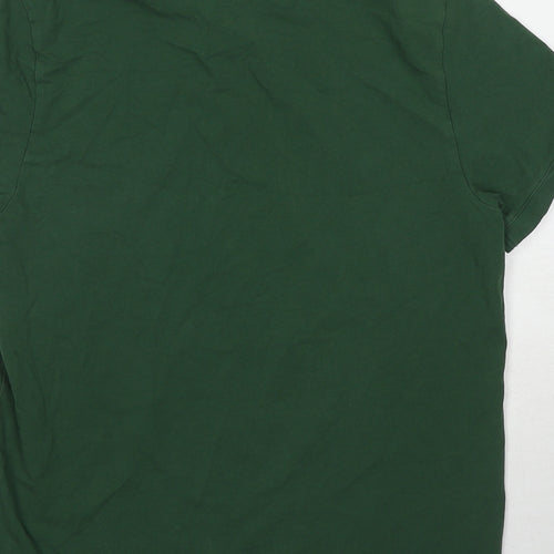 H&M Mens Green Cotton Polo Size M Collared Pullover
