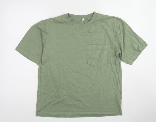 Uniqlo Mens Green Cotton T-Shirt Size M Round Neck