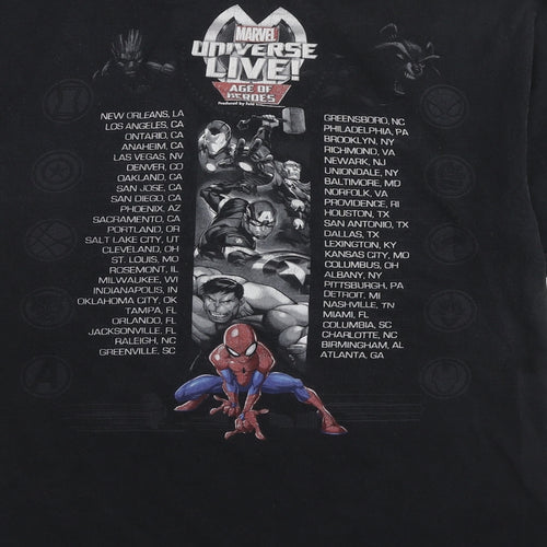 Marvel Mens Black Cotton T-Shirt Size M Round Neck