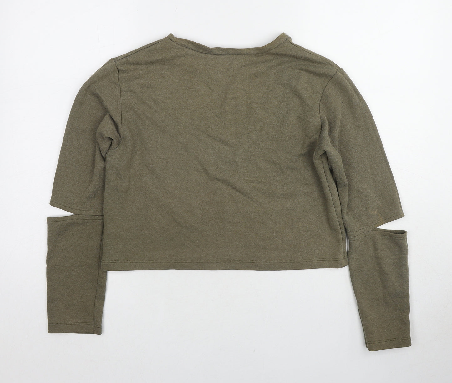 Kalestesia Womens Green Cotton Pullover Sweatshirt Size M Pullover - Cut Out Detail On Sleeves