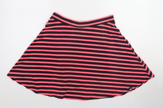 Superdry Womens Pink Striped Cotton Swing Skirt Size L