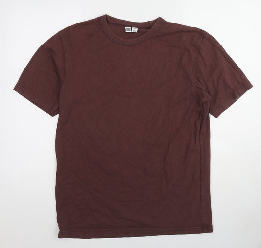 Uniqlo Mens Brown Cotton T-Shirt Size L Round Neck