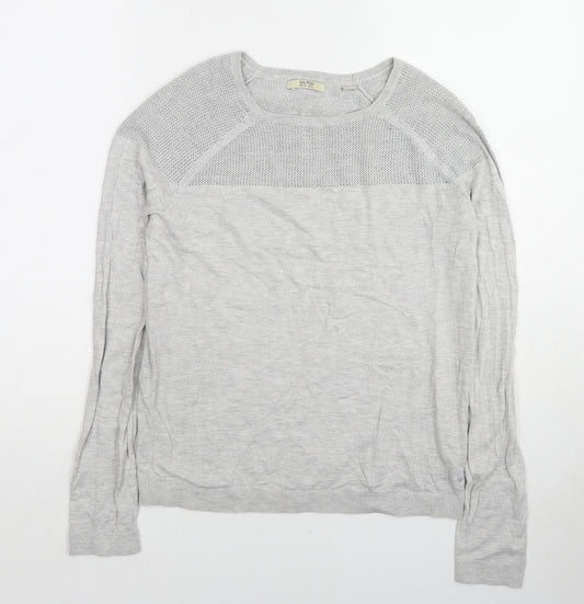 Jack Wills Womens Grey Round Neck Cotton Pullover Jumper Size 10