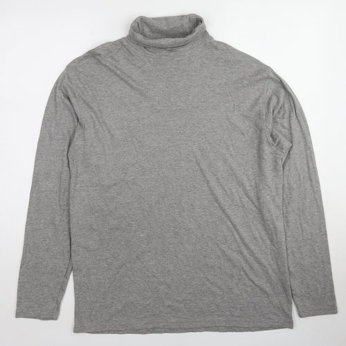 EWM Mens Grey Cotton T-Shirt Size L Roll Neck