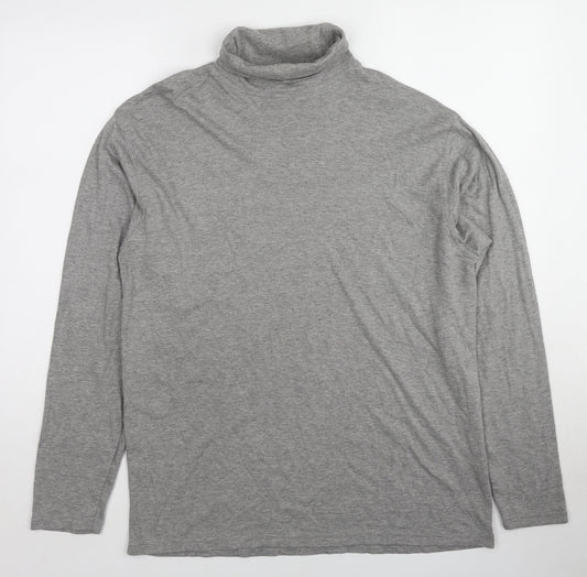 EWM Mens Grey Cotton T-Shirt Size L Roll Neck