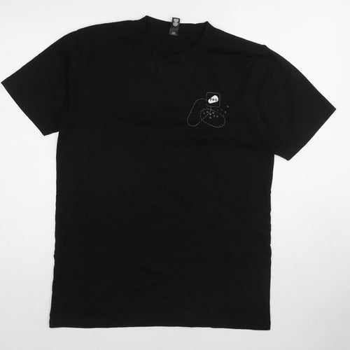 AS Colour Mens Black Cotton T-Shirt Size M Round Neck