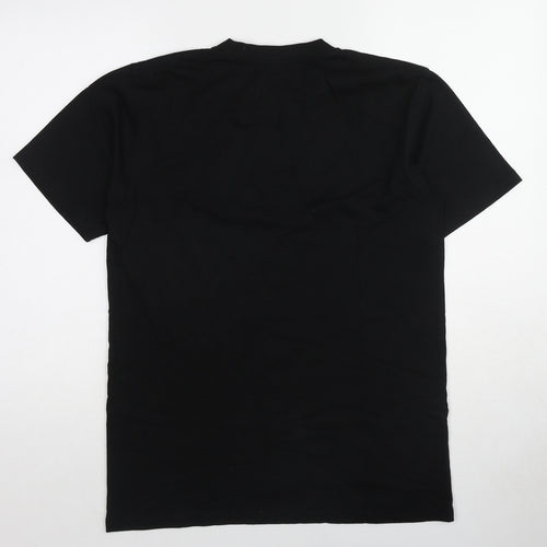 AS Colour Mens Black Cotton T-Shirt Size M Round Neck