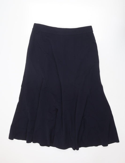 Marks and Spencer Womens Blue Polyester Swing Skirt Size 16 Zip