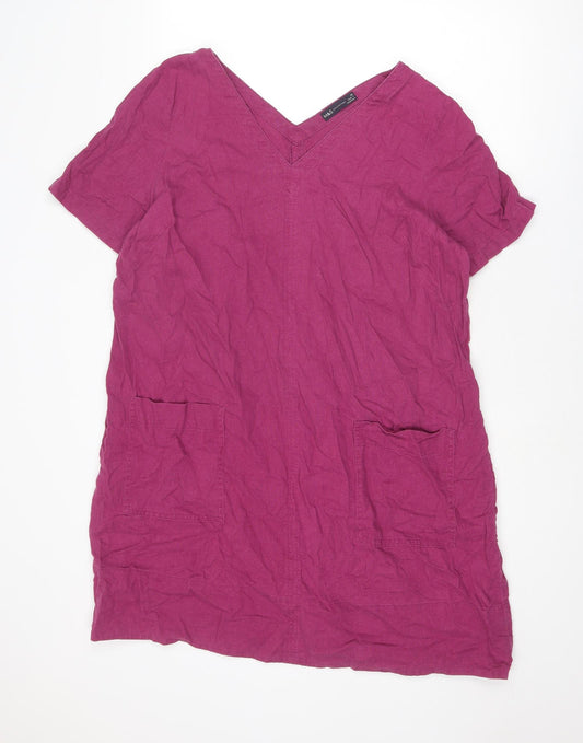 Marks and Spencer Womens Purple Linen A-Line Size 20 V-Neck Pullover