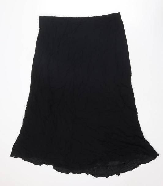 St Michael Womens Black Viscose Swing Skirt Size 20