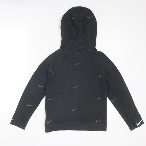 Nike Boys Black Geometric Cotton Pullover Hoodie Size M Pullover
