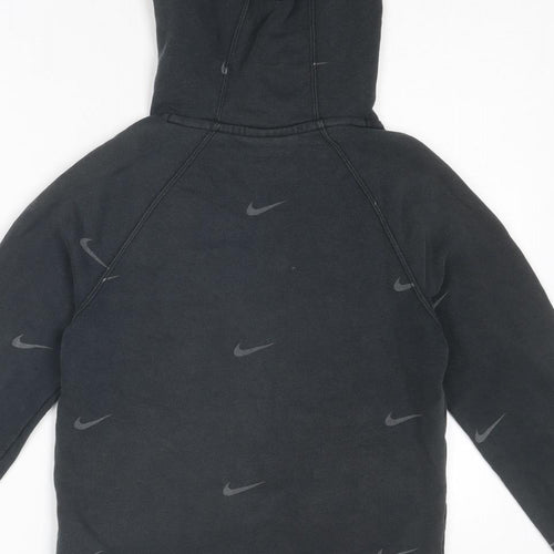 Nike Boys Black Geometric Cotton Pullover Hoodie Size M Pullover