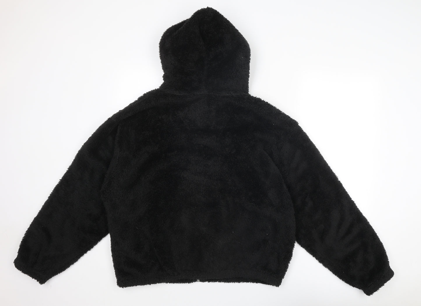 Pull&Bear Womens Black Jacket Size M Zip - Fluffy