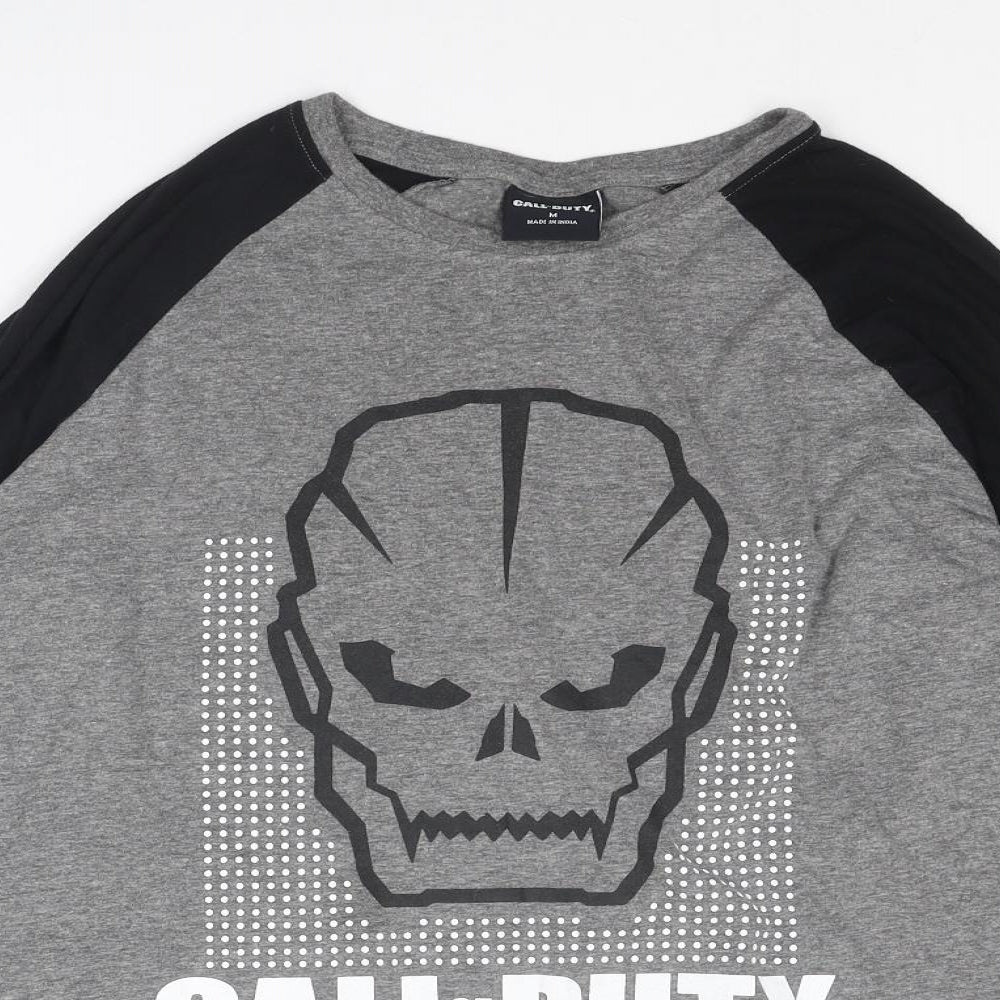 Call of Duty Mens Grey Colourblock Cotton T-Shirt Size M Round Neck