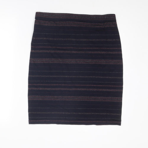 White Stuff Womens Blue Striped Cotton Bandage Skirt Size 12