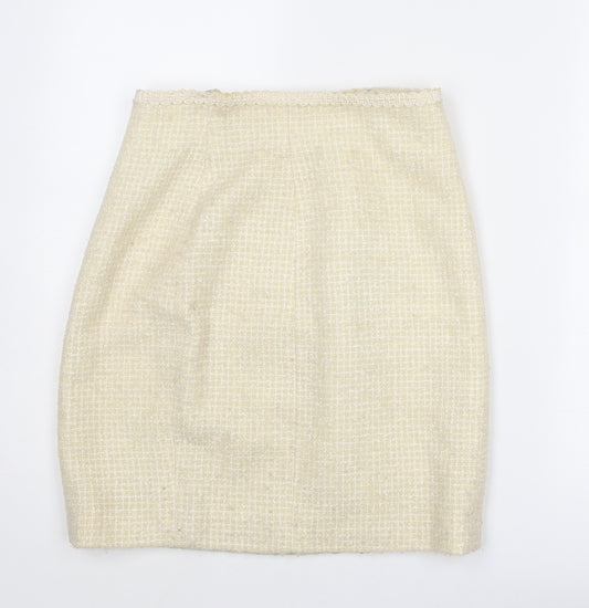 Wallis Womens Ivory Geometric Acrylic A-Line Skirt Size 12 Zip