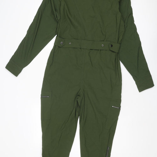 Athleta Womens Green Polyester Jumpsuit One-Piece Size 8 L23 in Zip