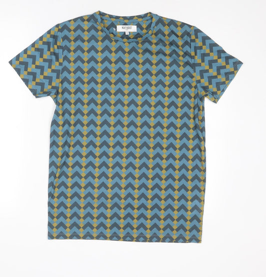 Night Addict Mens Multicoloured Geometric Polyester T-Shirt Size S Round Neck