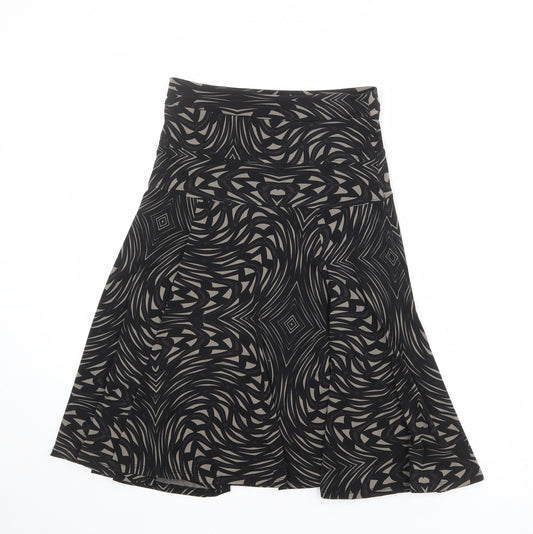 Marks and Spencer Womens Black Geometric Polyester Swing Skirt Size 6