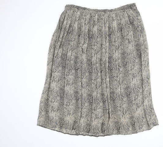 C&A Womens Beige Animal Print Polyester Pleated Skirt Size 16 - Snakeskin pattern