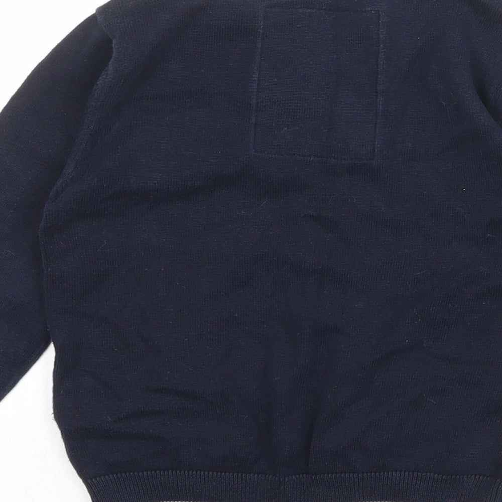 NEXT Boys Blue V-Neck 100% Cotton Cardigan Jumper Size 3 Years Button